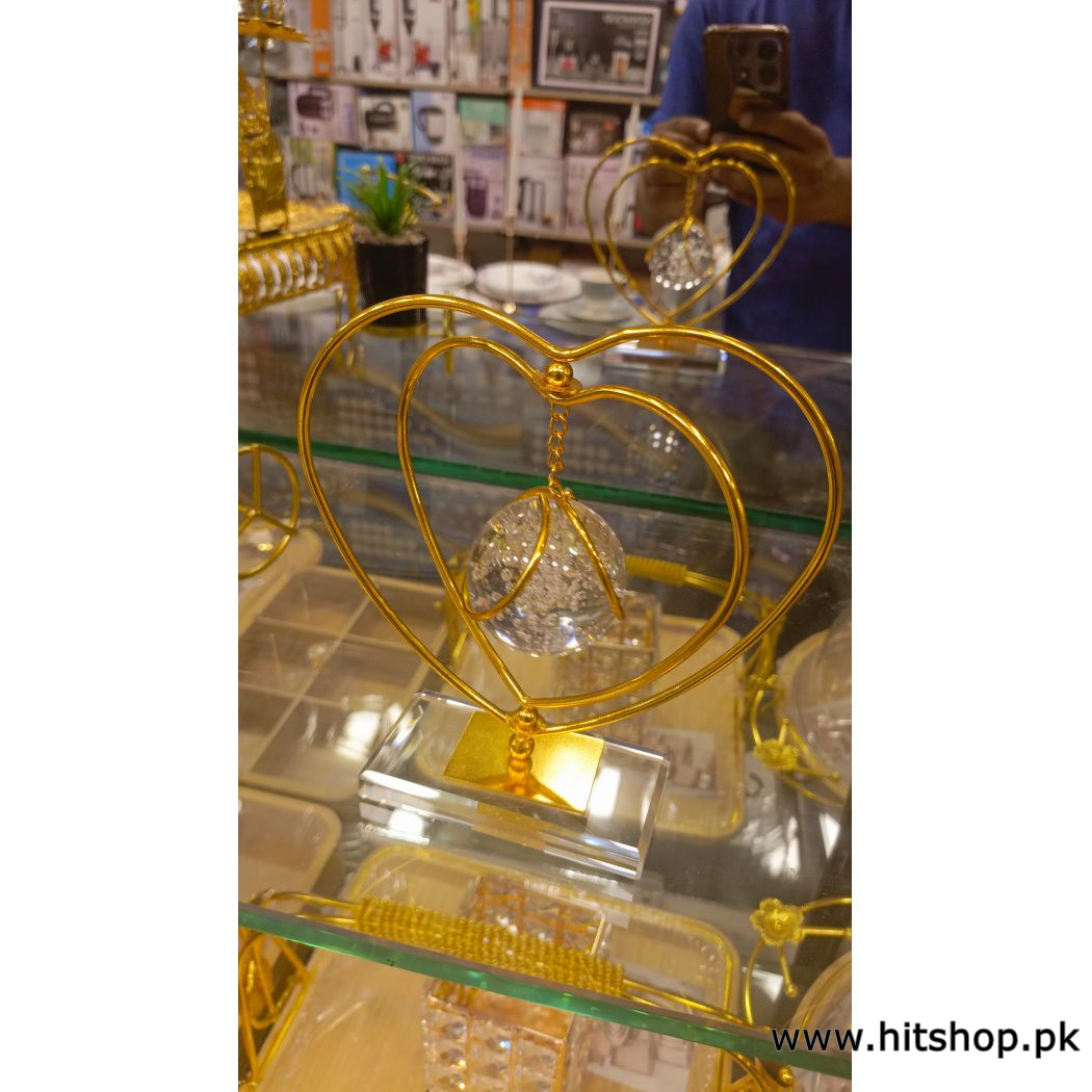 Gold Metal Heart Shape Crystal Ball Decoration - view 1